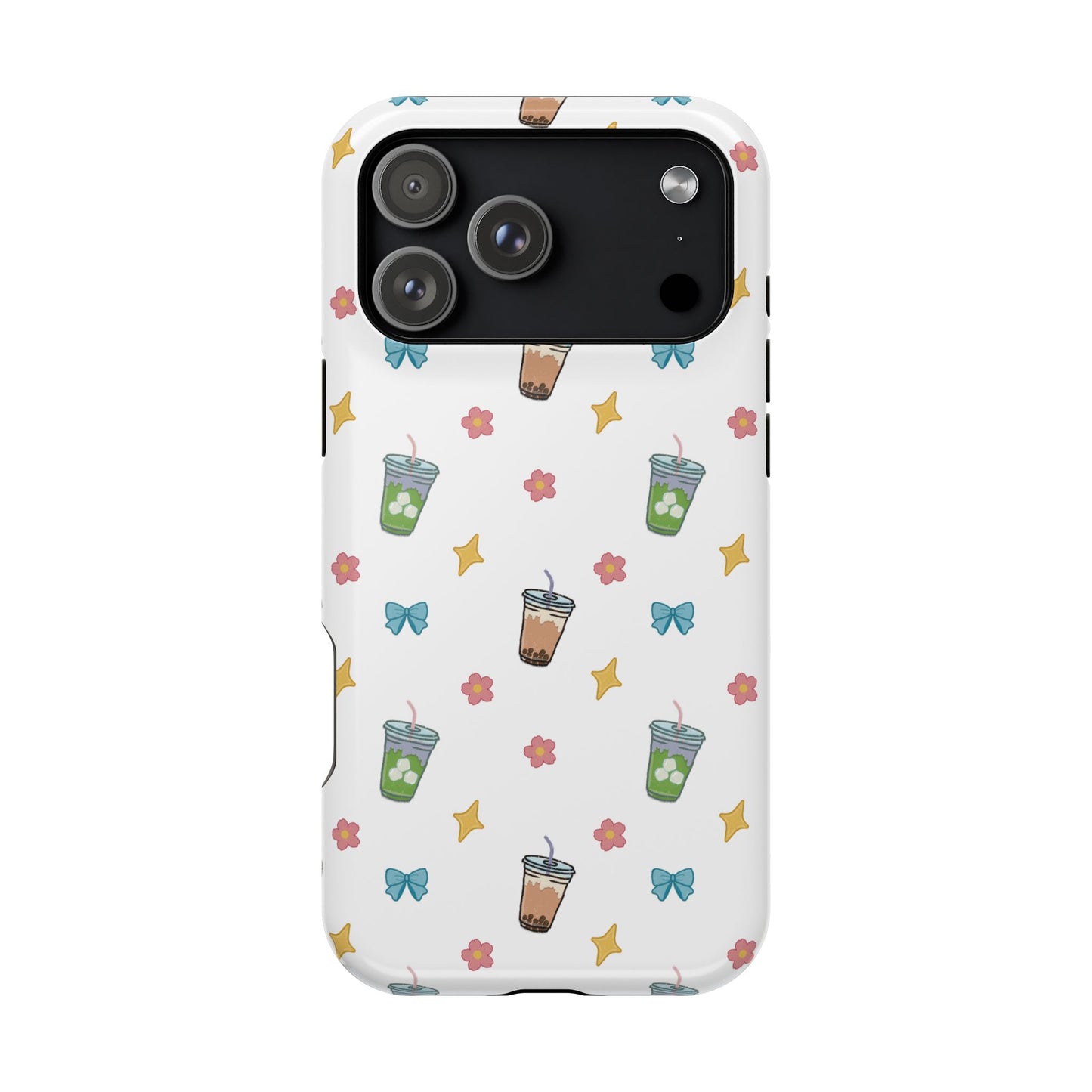 Cute Milk Tea Boba Iced Matcha Pattern Magnetic Impact Phone Case