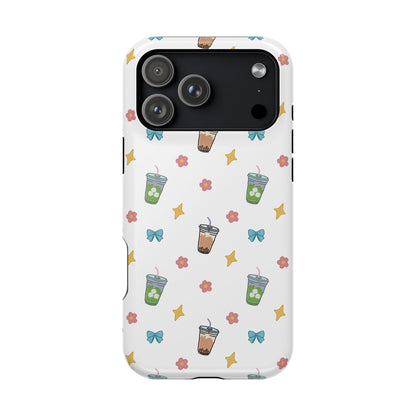 Cute Milk Tea Boba Iced Matcha Pattern Magnetic Impact Phone Case