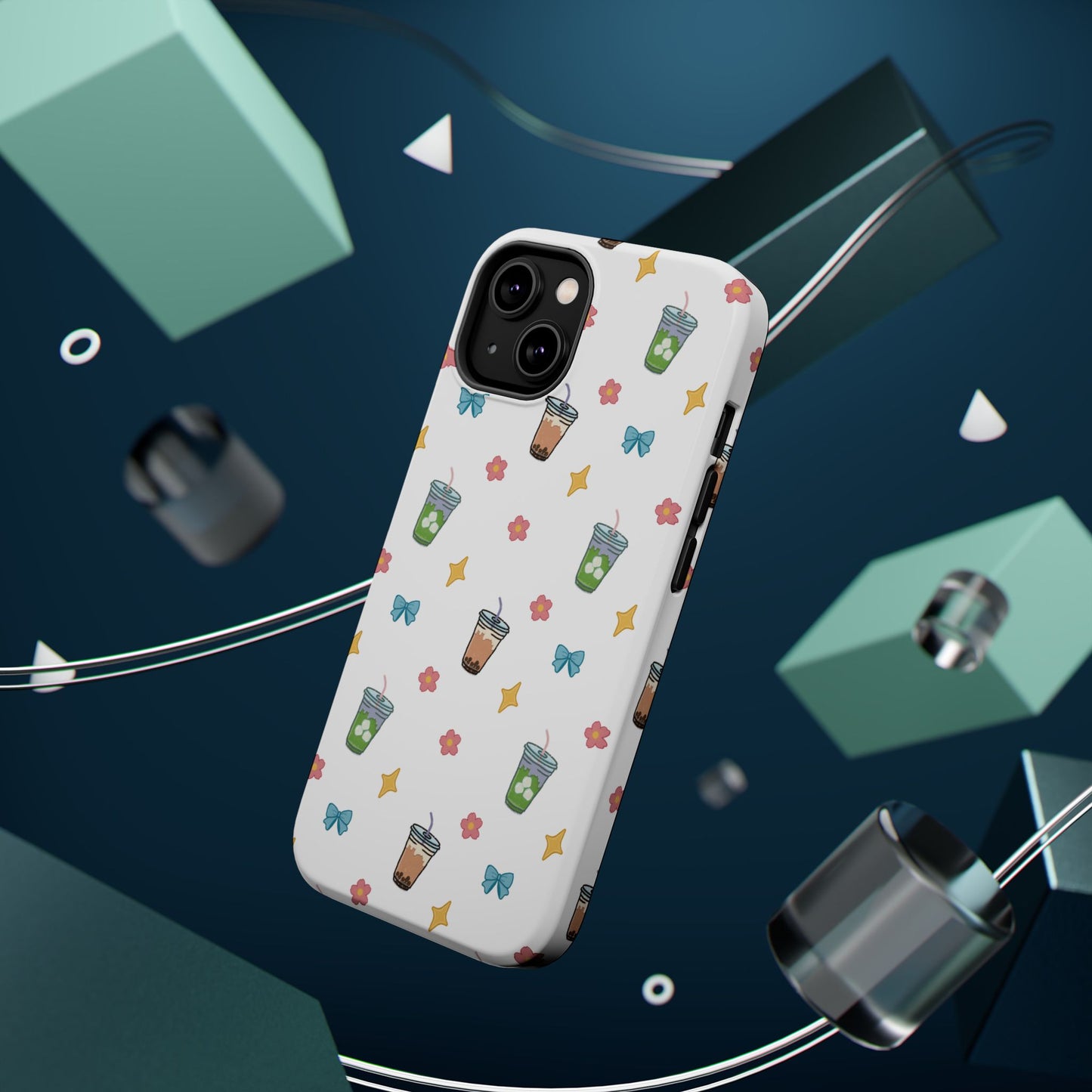 Cute Milk Tea Boba Iced Matcha Pattern Magnetic Impact Phone Case