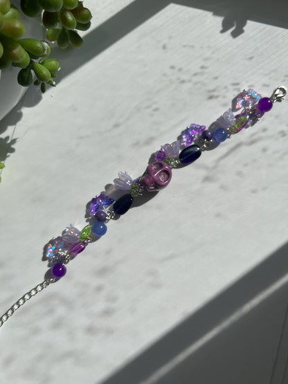 Purple Skull Cluster Bracelet Gothic Halloween Goth Fairycore Goblincore