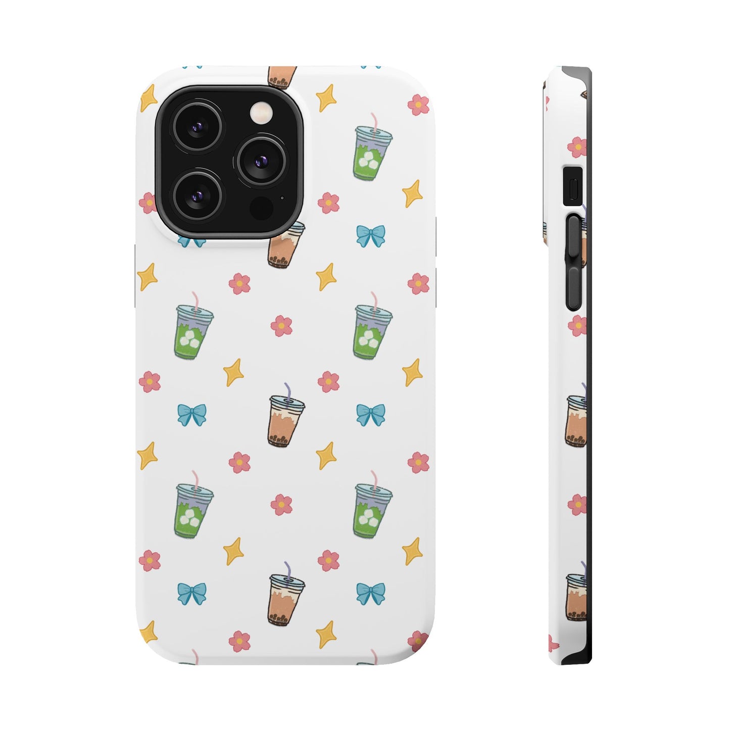 Cute Milk Tea Boba Iced Matcha Pattern Magnetic Impact Phone Case