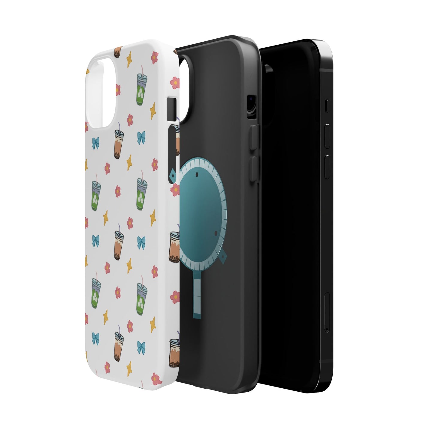 Cute Milk Tea Boba Iced Matcha Pattern Magnetic Impact Phone Case