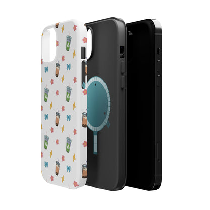 Cute Milk Tea Boba Iced Matcha Pattern Magnetic Impact Phone Case