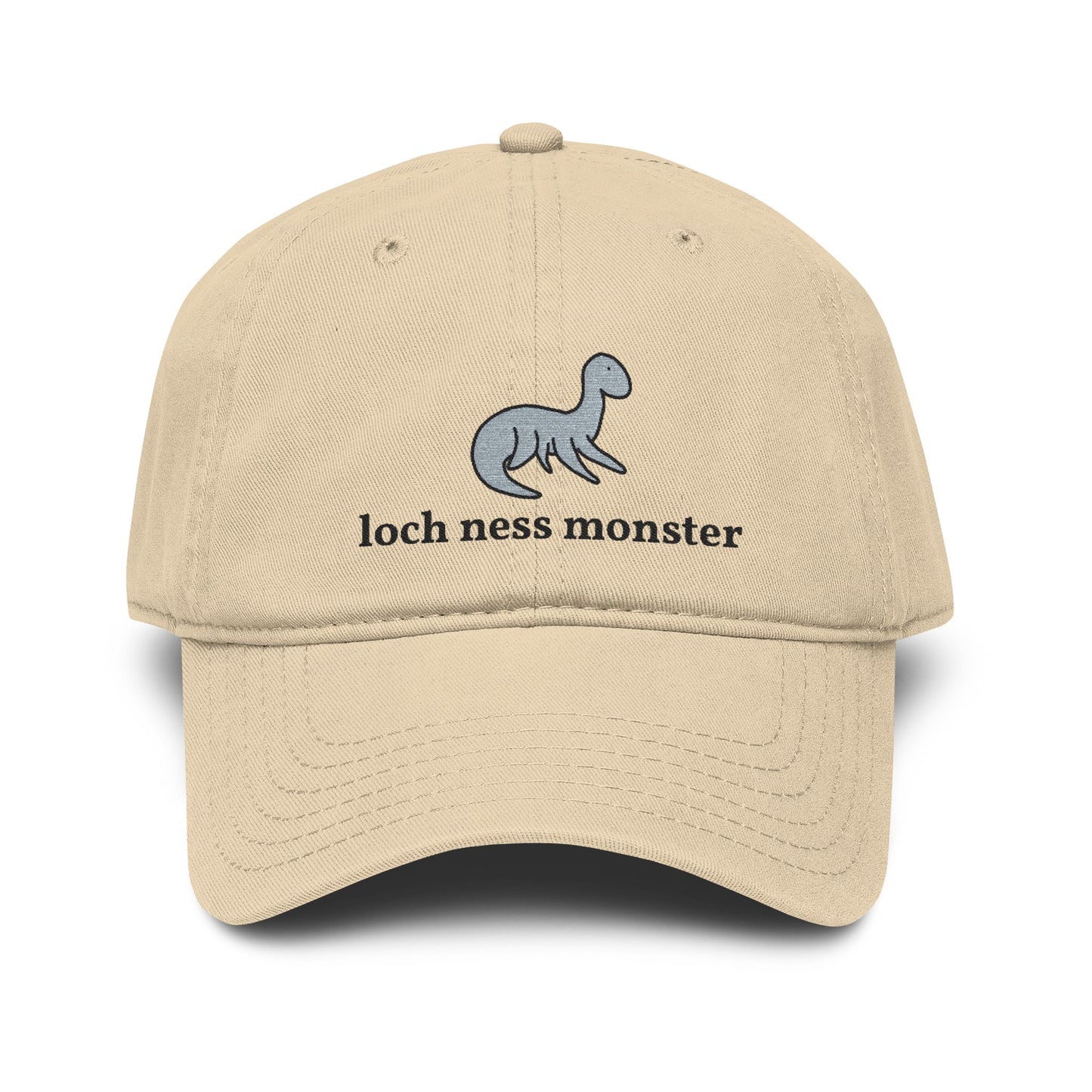 Loch Ness Monster Doodle Embroidered Baseball Cap
