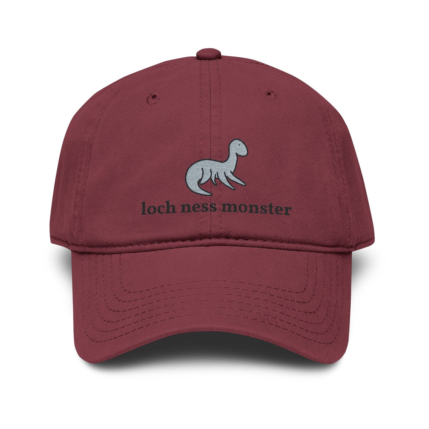 Loch Ness Monster Doodle Embroidered Baseball Cap