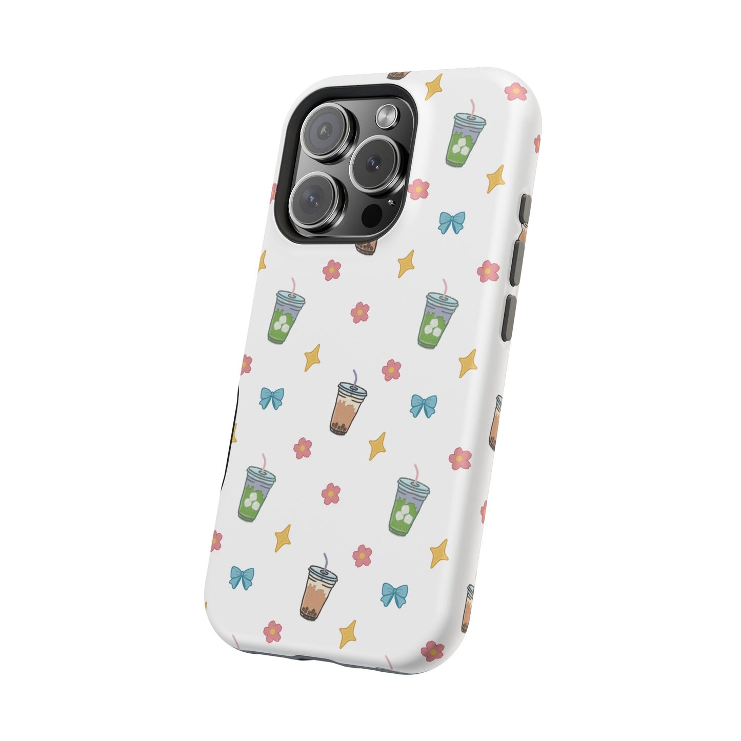 Cute Milk Tea Boba Iced Matcha Pattern Magnetic Impact Phone Case