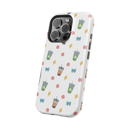 Cute Milk Tea Boba Iced Matcha Pattern Magnetic Impact Phone Case