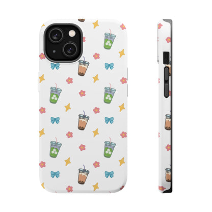 Cute Milk Tea Boba Iced Matcha Pattern Magnetic Impact Phone Case