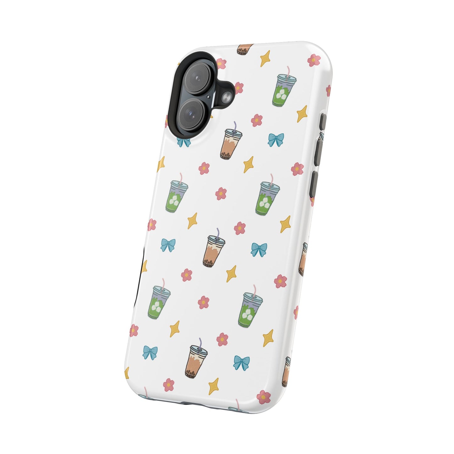 Cute Milk Tea Boba Iced Matcha Pattern Magnetic Impact Phone Case