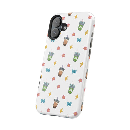Cute Milk Tea Boba Iced Matcha Pattern Magnetic Impact Phone Case