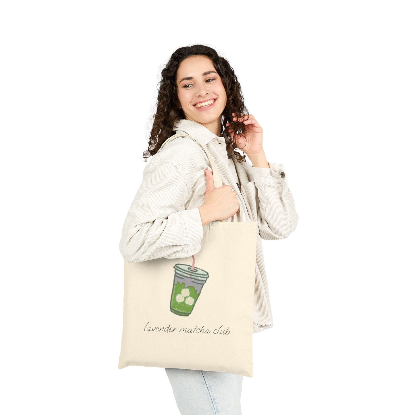Lavender Matcha Club Canvas Tote Bag