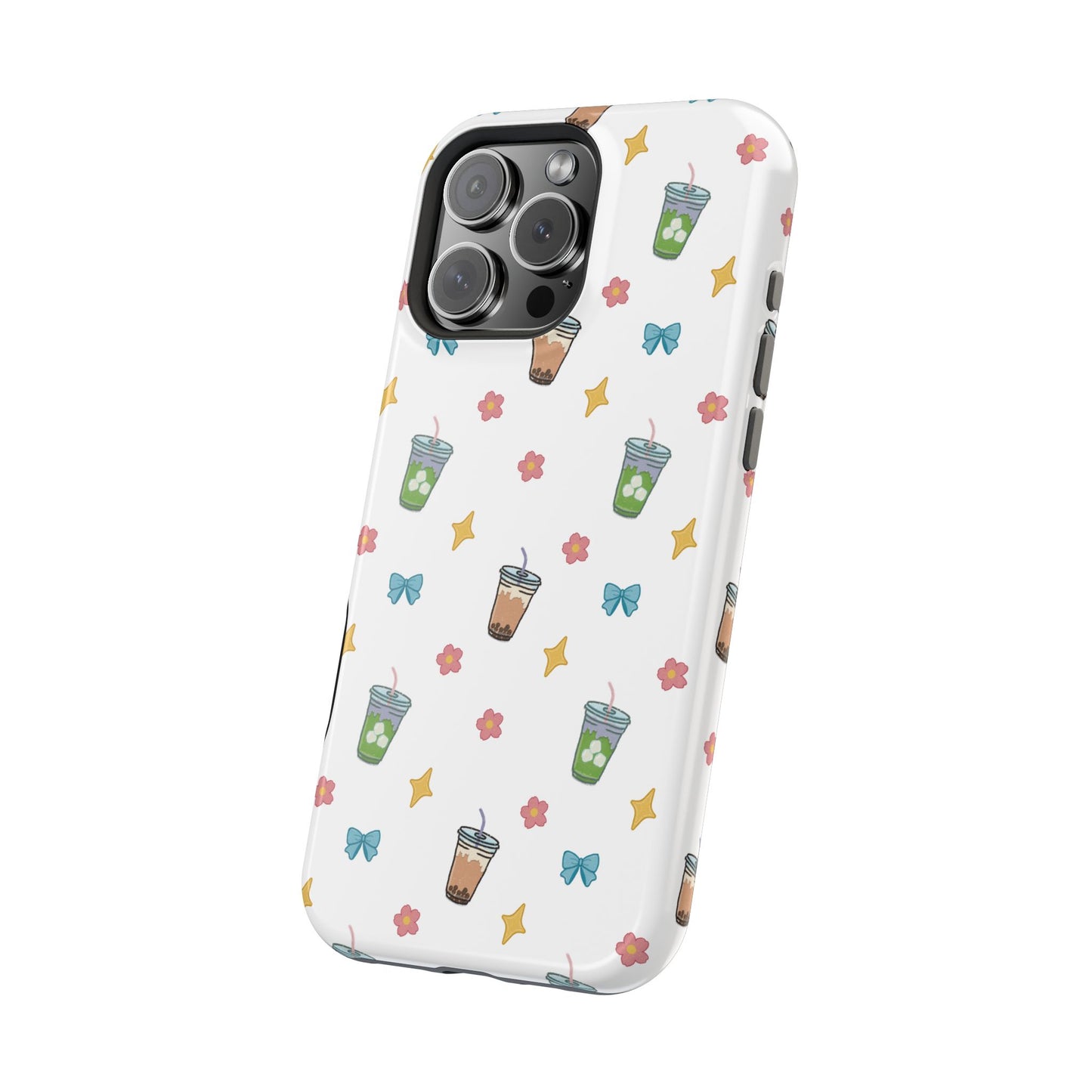 Cute Milk Tea Boba Iced Matcha Pattern Magnetic Impact Phone Case