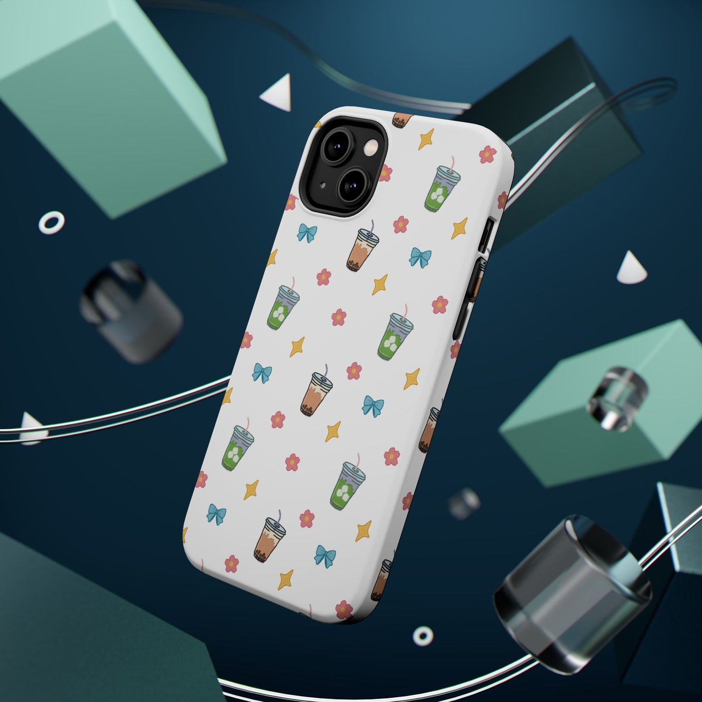 Cute Milk Tea Boba Iced Matcha Pattern Magnetic Impact Phone Case
