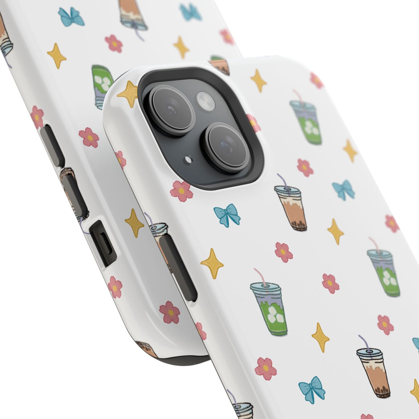 Cute Milk Tea Boba Iced Matcha Pattern Magnetic Impact Phone Case