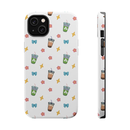 Cute Milk Tea Boba Iced Matcha Pattern Magnetic Impact Phone Case