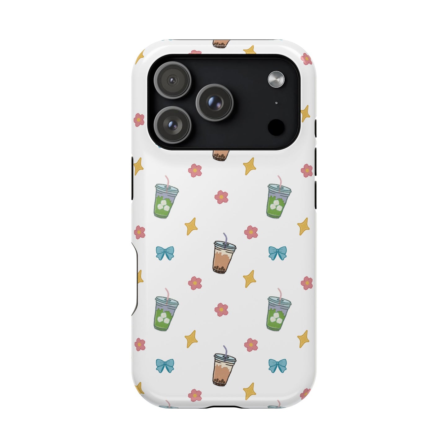 Cute Milk Tea Boba Iced Matcha Pattern Magnetic Impact Phone Case