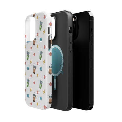 Cute Milk Tea Boba Iced Matcha Pattern Magnetic Impact Phone Case