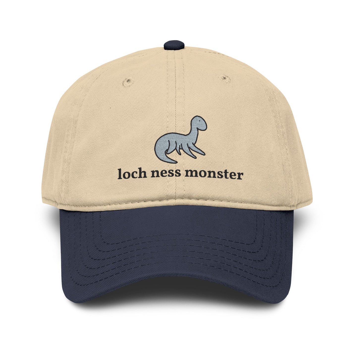 Loch Ness Monster Doodle Embroidered Baseball Cap