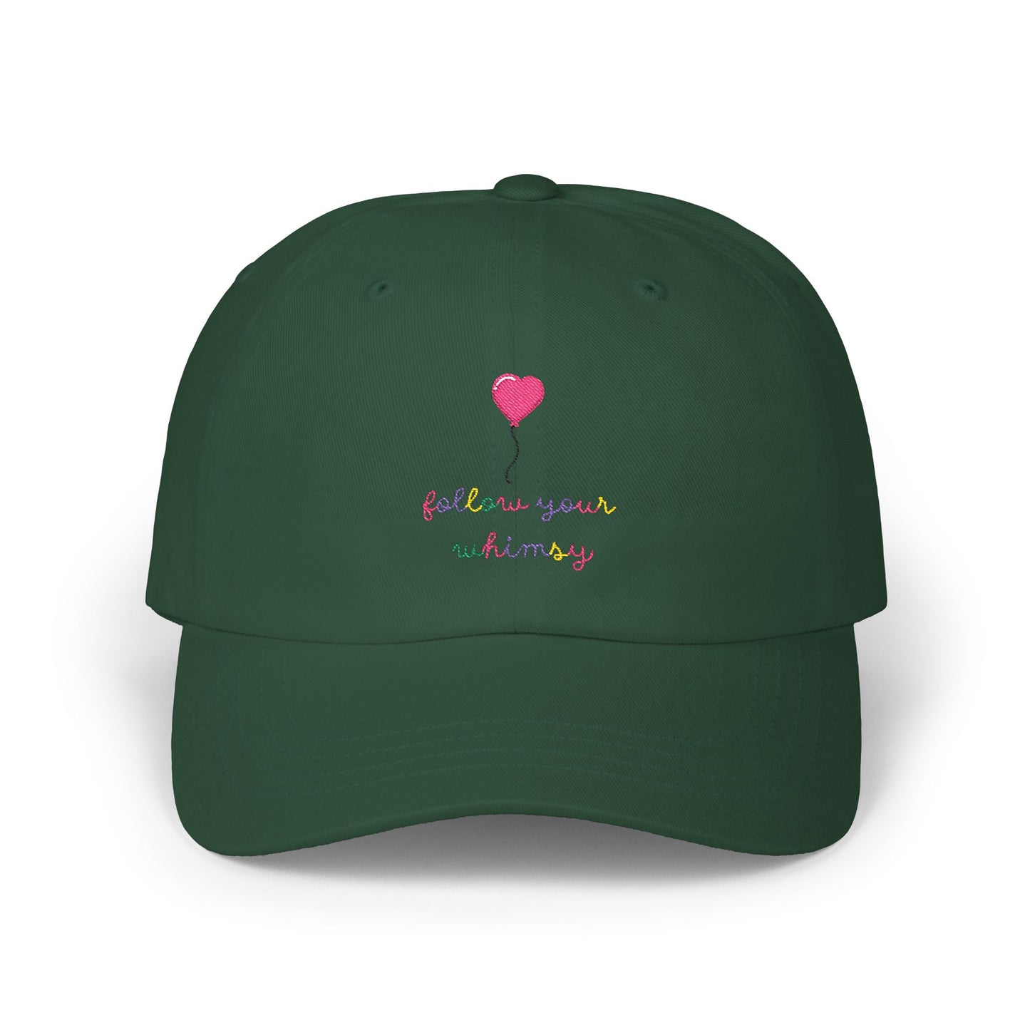 Follow Your Whimsy Heart Balloon Embroidered Baseball Hat