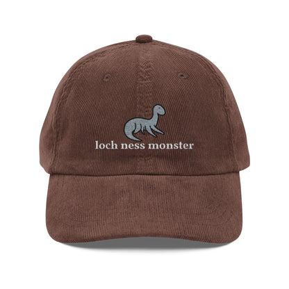 Embroidered Loch Ness Monster Doodle Corduroy Hat