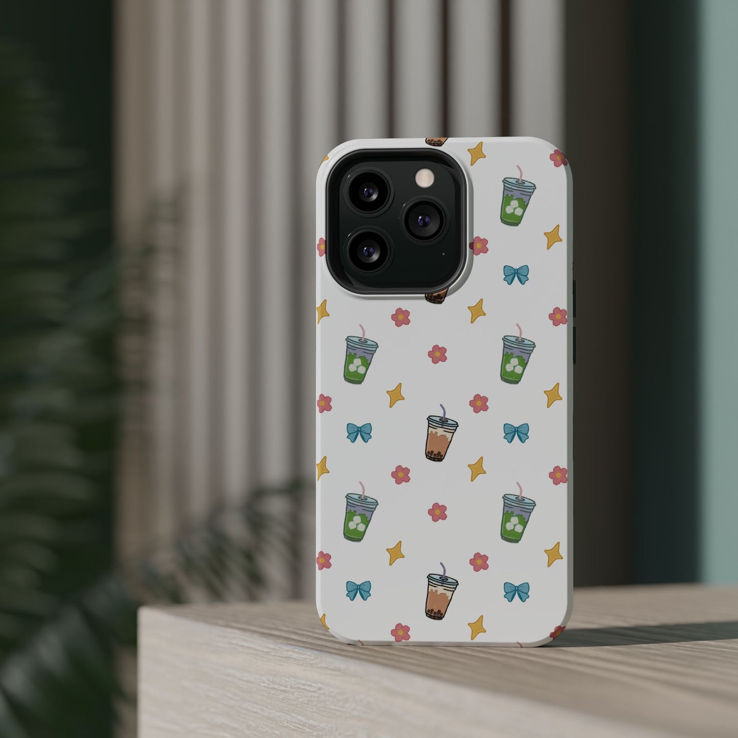 Cute Milk Tea Boba Iced Matcha Pattern Magnetic Impact Phone Case