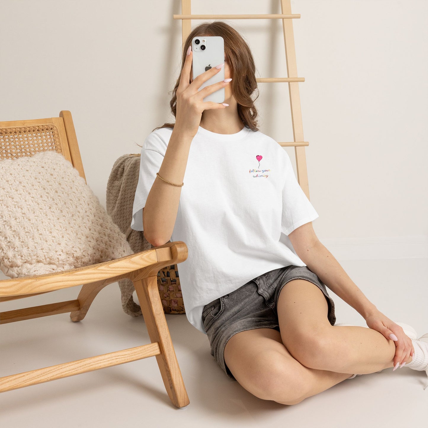 Follow Your Whimsy Heart Balloon Embroidered T Shirt
