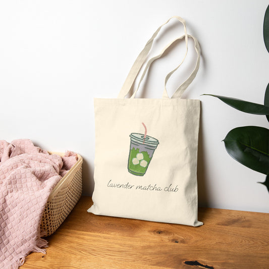 Lavender Matcha Club Canvas Tote Bag