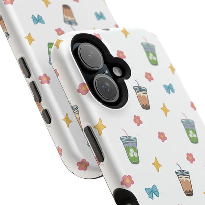 Cute Milk Tea Boba Iced Matcha Pattern Magnetic Impact Phone Case