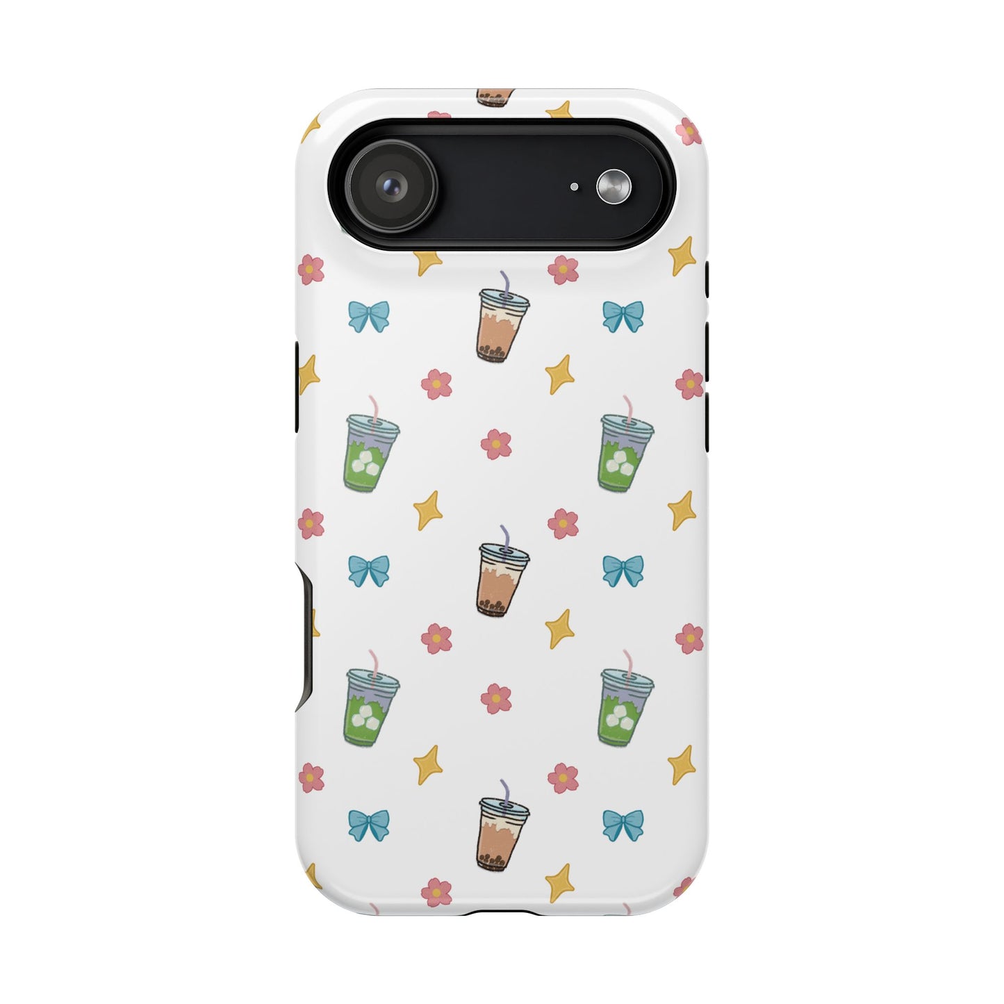 Cute Milk Tea Boba Iced Matcha Pattern Magnetic Impact Phone Case