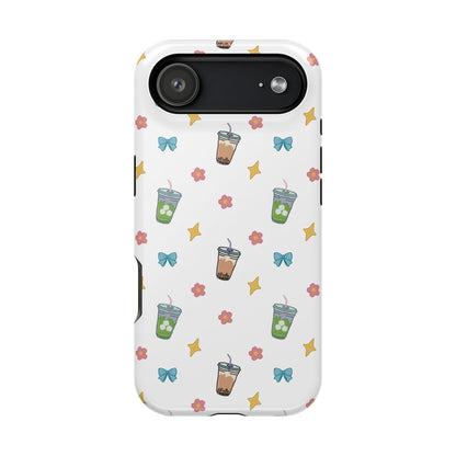 Cute Milk Tea Boba Iced Matcha Pattern Magnetic Impact Phone Case