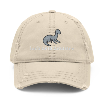 Loch Ness Monster Nessie Doodle Embroidered Distressed Dad Hat