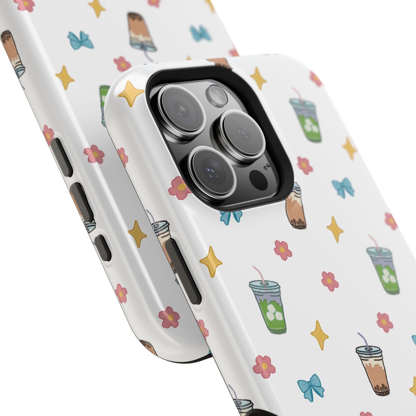 Cute Milk Tea Boba Iced Matcha Pattern Magnetic Impact Phone Case