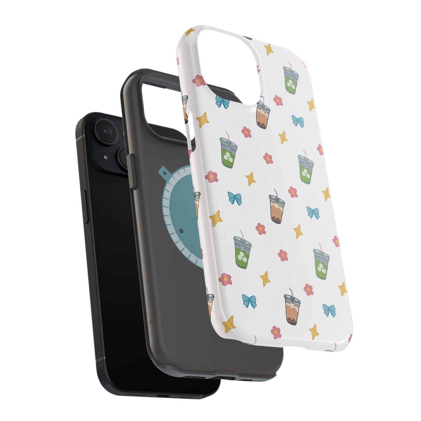 Cute Milk Tea Boba Iced Matcha Pattern Magnetic Impact Phone Case