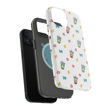 Cute Milk Tea Boba Iced Matcha Pattern Magnetic Impact Phone Case