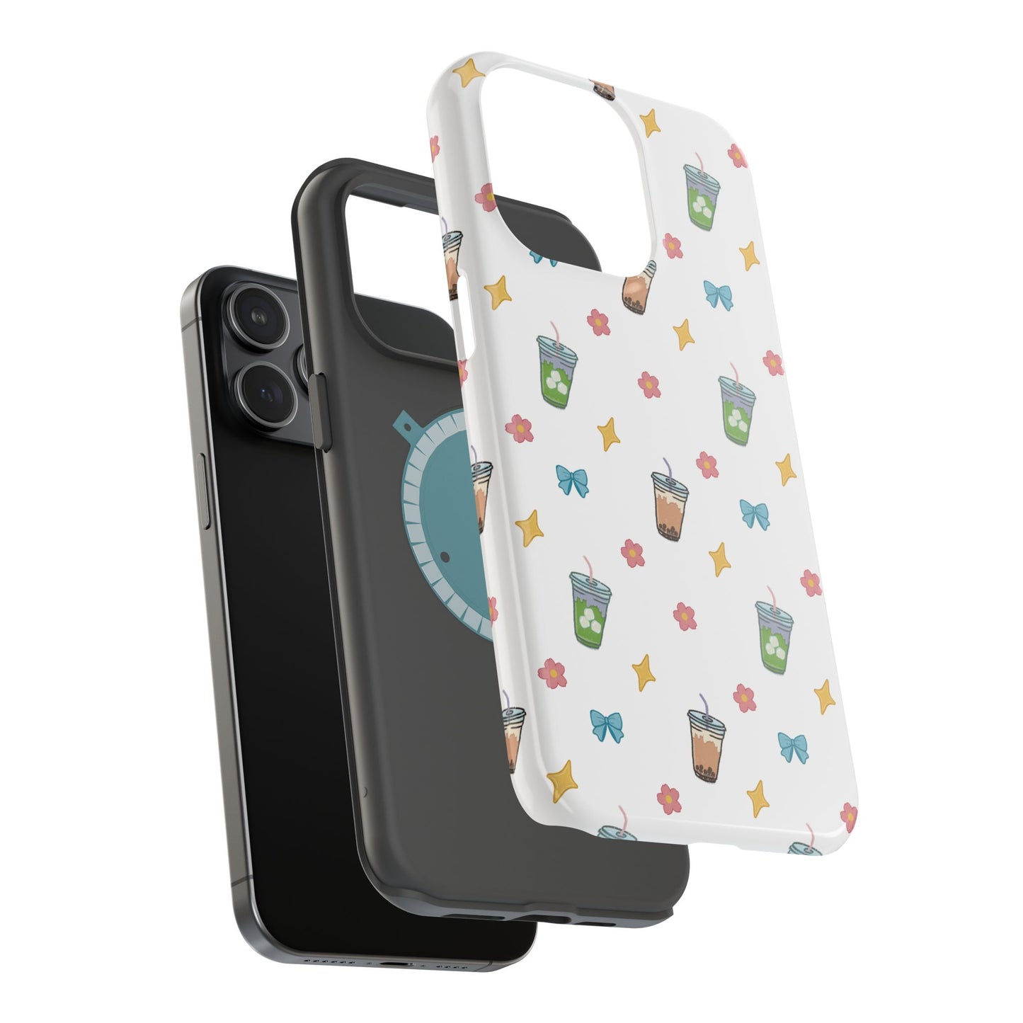 Cute Milk Tea Boba Iced Matcha Pattern Magnetic Impact Phone Case