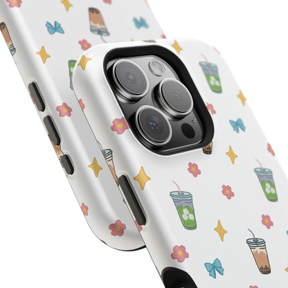 Cute Milk Tea Boba Iced Matcha Pattern Magnetic Impact Phone Case
