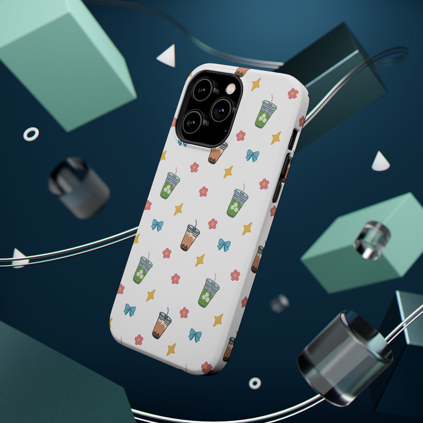 Cute Milk Tea Boba Iced Matcha Pattern Magnetic Impact Phone Case