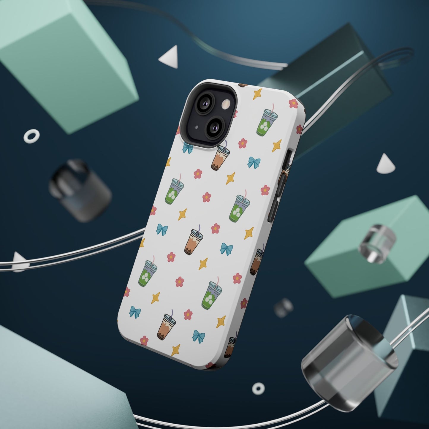 Cute Milk Tea Boba Iced Matcha Pattern Magnetic Impact Phone Case