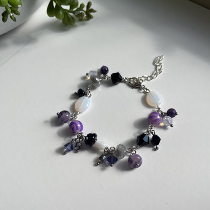 Black White Purple Mushroom Cluster Bracelet Ace Pride Asexual Demisexual