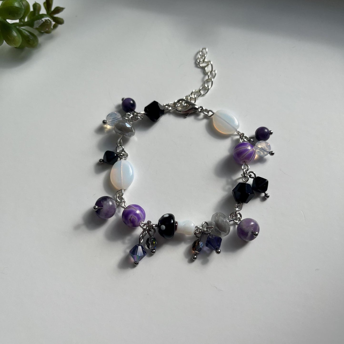 Black White Purple Mushroom Cluster Bracelet Ace Pride Asexual Demisexual