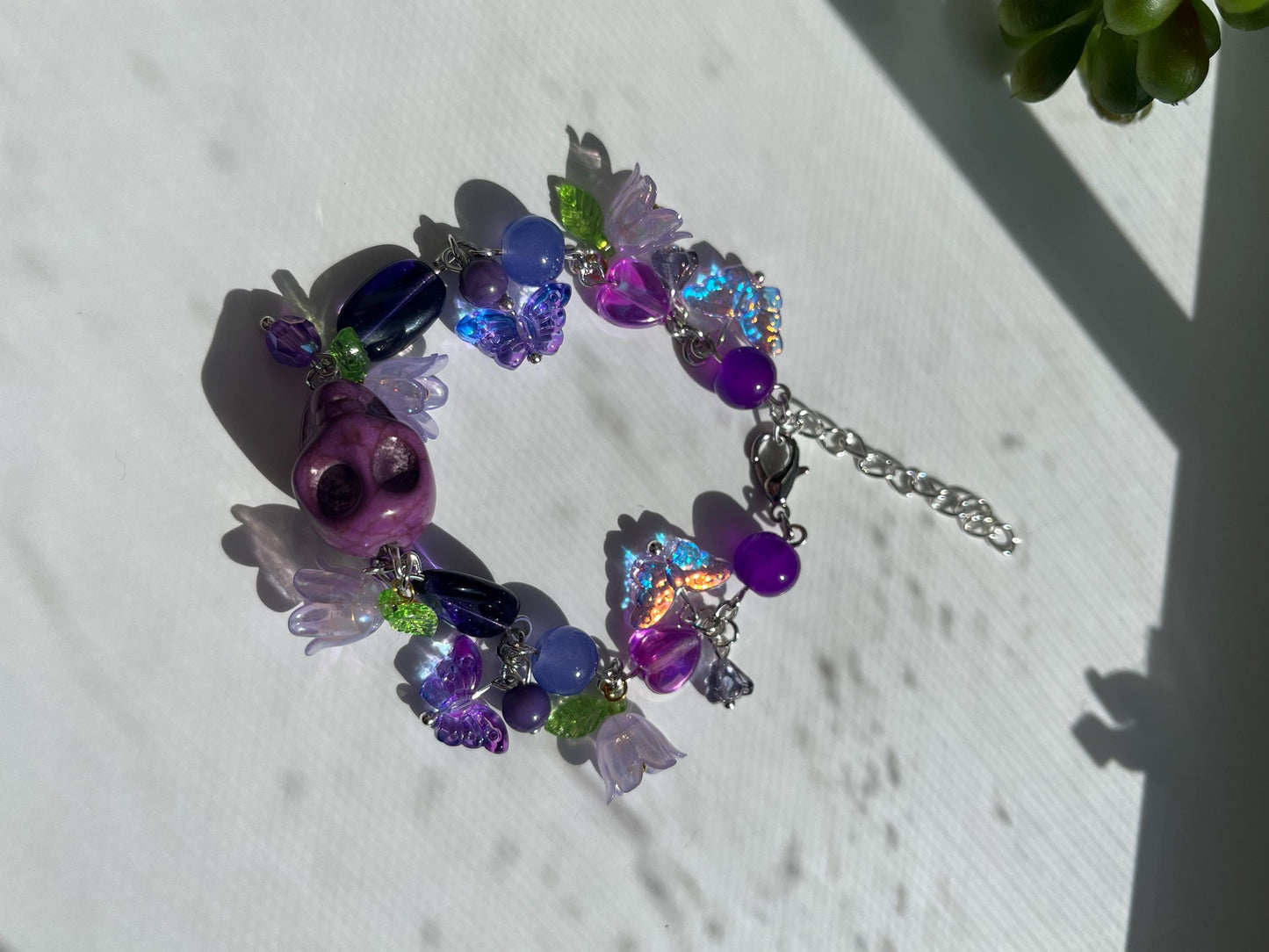 Purple Skull Cluster Bracelet Gothic Halloween Goth Fairycore Goblincore