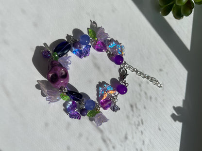 Purple Skull Cluster Bracelet Gothic Halloween Goth Fairycore Goblincore