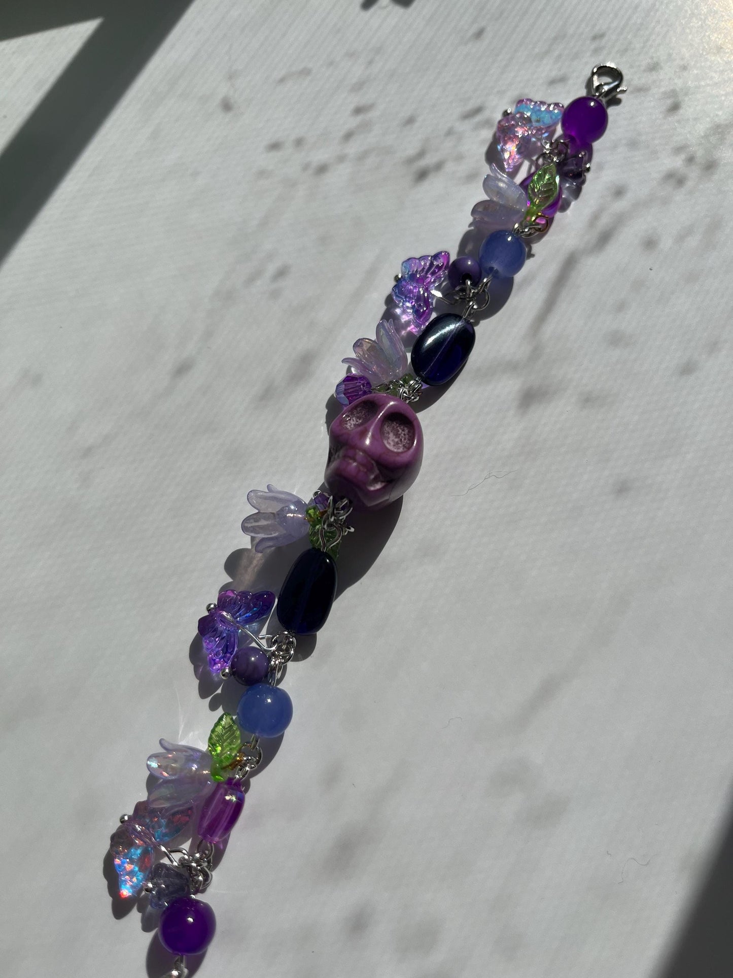 Purple Skull Cluster Bracelet Gothic Halloween Goth Fairycore Goblincore