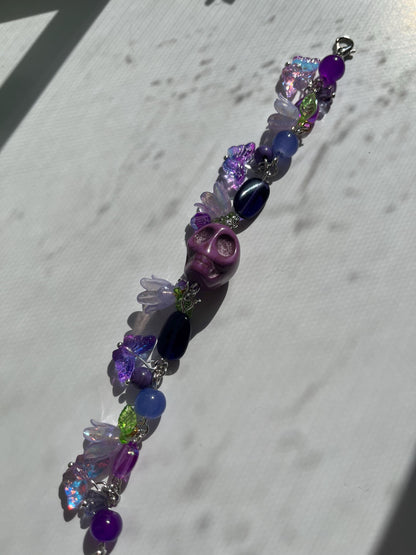 Purple Skull Cluster Bracelet Gothic Halloween Goth Fairycore Goblincore